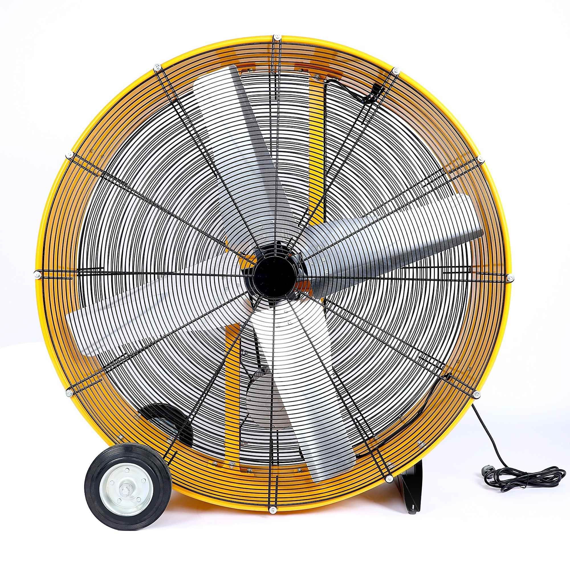 EdenDirect Heavy-Duty Metal Industrial Drum Fan — 42in., 2-Speed, 18636 CFM, 1/3 HP, 360-Degree Tilt, Yellow, Model# NTE-DRUM42